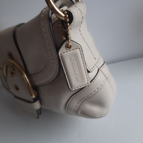 COACH WHITE LEATHER MINI SIGNATURE SOHO SMALL HOBO HANDBAG SATCHEL SHOULDER - Picture 8 of 10